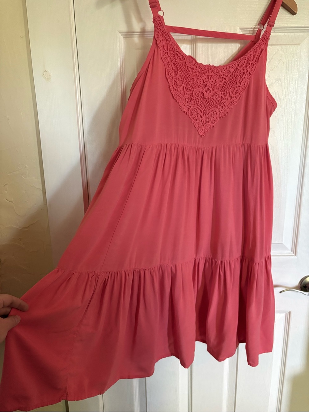 torrid Coral Pink Crochet-Yoke Tiered Sundress - Picture 3 of 5